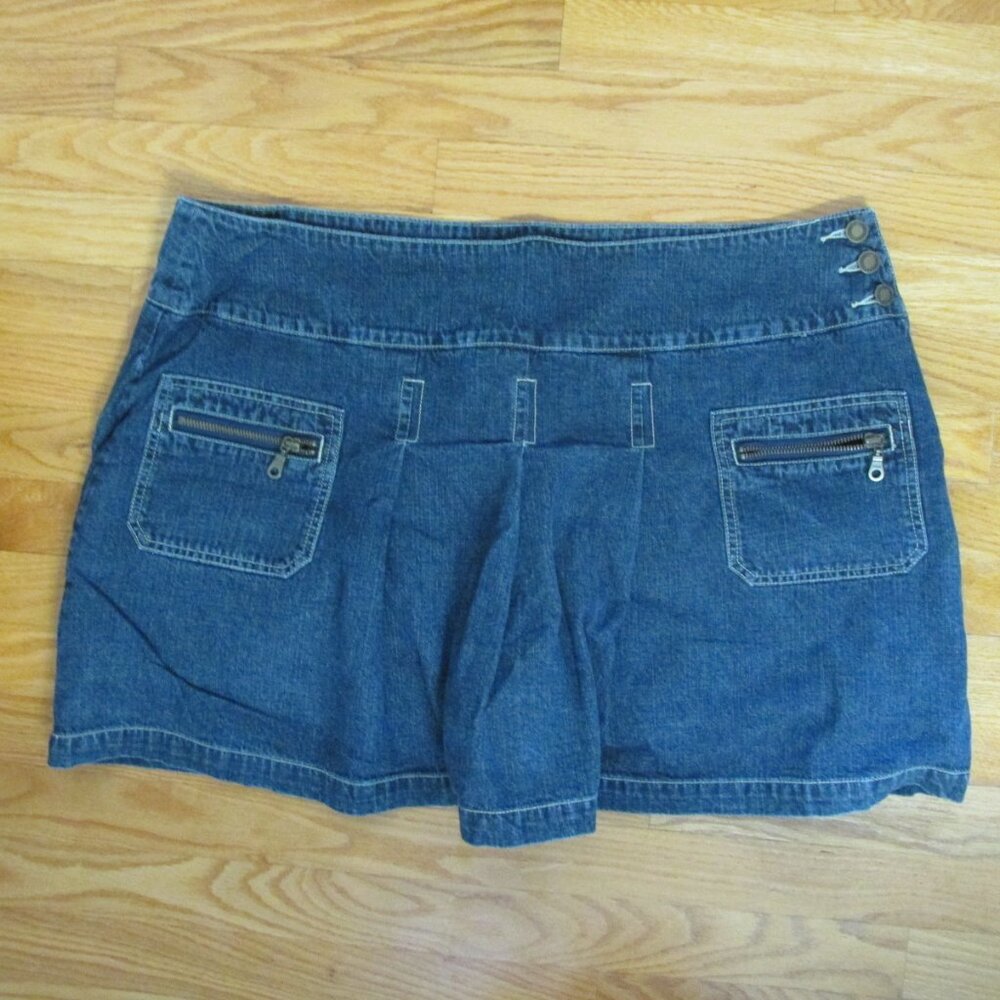 LA BLUES WOMEN'S SIZE 22 W BLUE SLUB DENIM JEAN SK0RTS PLEATS SHORTS MINI SKIRT